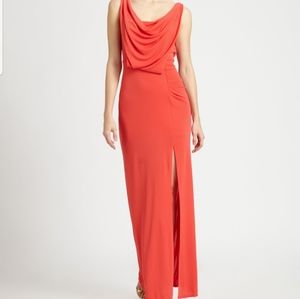 BCBG Lena Draped Gown in Poppy